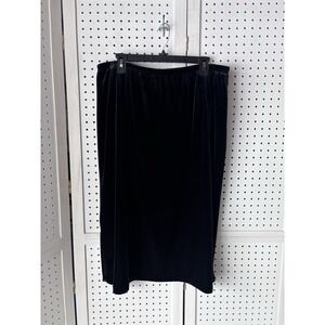 Vintage Notations Skirt Womens 1X Black Velvet Velour Pull On ALine Stretch Midi